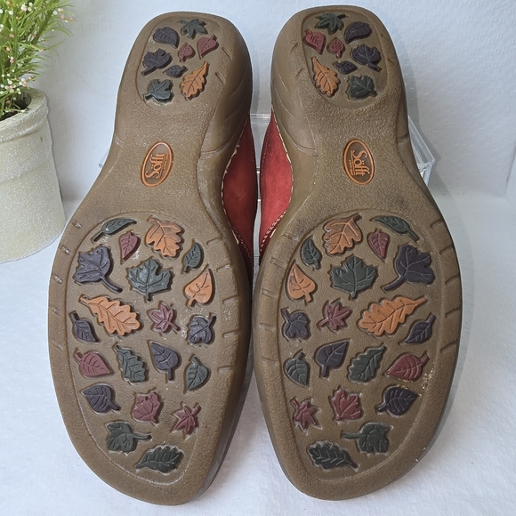 Sofft Red Leather And Suede Slip On Shoe with Velcro Strap Womens Size 6.5 EUC - Picture 5 of 7